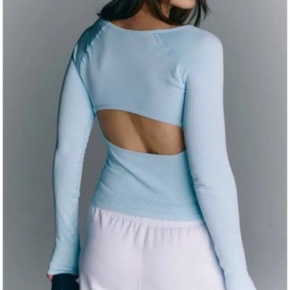 NWT FREE PEOPLE FP Movement Women's Bail Out Long Sleeve Layer Sky Blue M/L